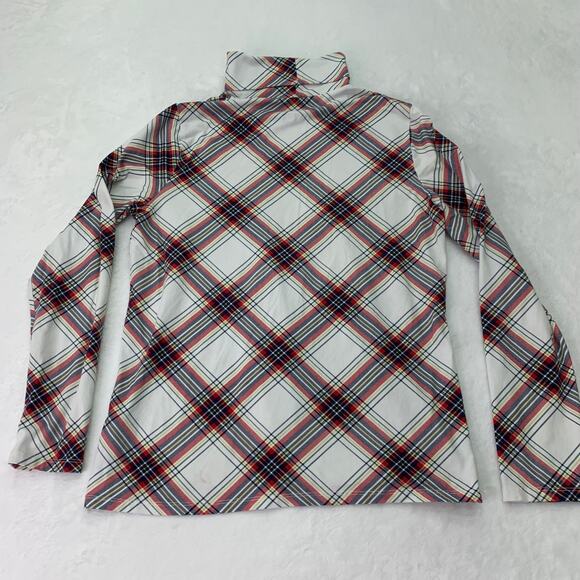 Talbots Sz Medium Red Gold Black Plaid Christmas Color Long Sleeve Turtleneck - Picture 2 of 8